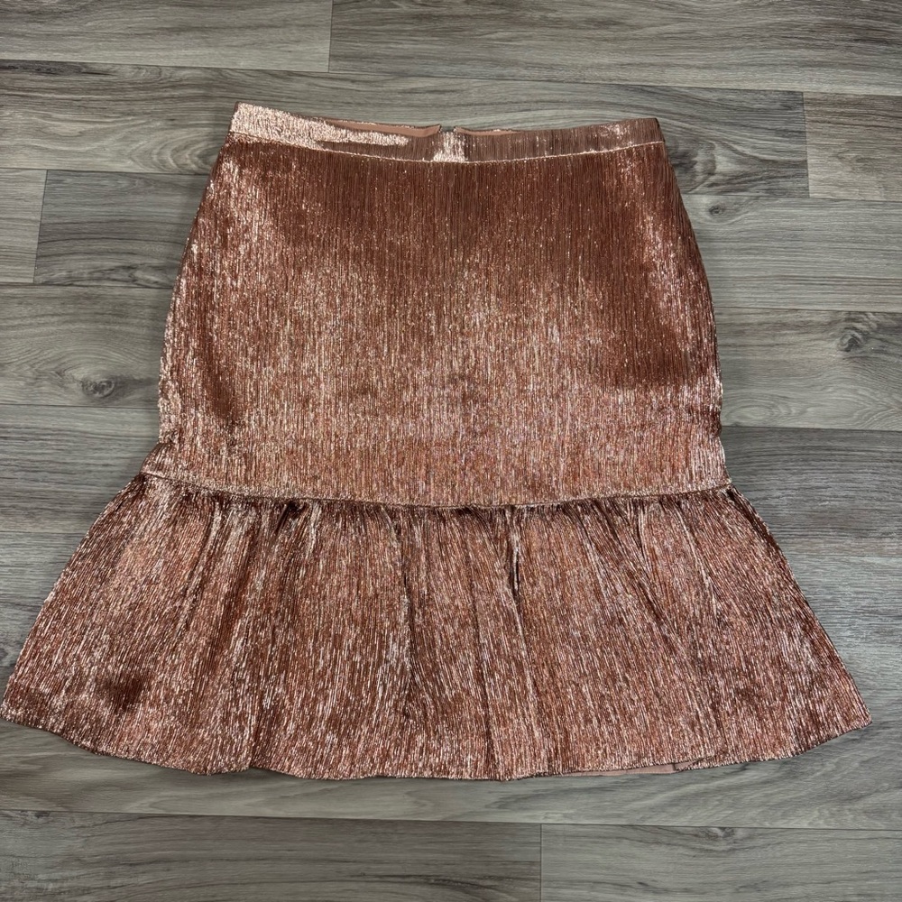 NWT J. Crew Collection Rose-Gold Fluted Skirt Size 16